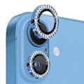 Miniatyrbillede 1 af 3: NORTHJO Kameralinsebeskyttelse med Strass til iPhone 16 / 16 Plus, Hærdet Glas Blue