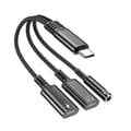 Aux-adapter 60 W USB-C til 3,5 mm + USB-C hodetelefoner + USB-C PD-lading Black
