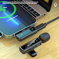 Pikkukuva 9 / 11: Langaton Lavalier Microphone Noise Reduction 2 lähetintä + 1 vastaanotin - iP-liitin Black
