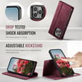 Miniatyrbillede 5 af 11: CASEME Til iPhone 15 Pro Max Pungcover Magnetisk Aftagelig RFID Beskyttelse Red