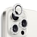 Pikkukuva 1 / 3: NORTHJO Kameran Linssinsuoja Glitterillä iPhone 16 Pro / 16 Pro Max, Karkaistu Lasi ja Metalli Silver