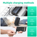 Miniatyrbillede 8 af 11: Håndsving 30000mAh Sol PowerBank Lightning/USB-C/Mikrokabel Orange