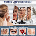 Miniatyrbillede 2 af 7: 3-sidet sammenfoldelig makeup spejl, der kan dæmpes lys 22LED bordspejl - sort Black
