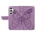 Miniatyrbild 9 av 9: För Samsung Galaxy S24 FE Fodral Ställ Plånboksfodral Fjärilsmönster - Lila Lila