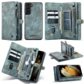 Miniatyrbild 11 av 11: CASEME Samsung Galaxy S21+ (Plus) Retro läder plånboksfodral Blå Blå