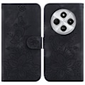 Pikkukuva 1 / 7: Xiaomi Redmi 14C 4G Suojakuori Lily Flower Imprint Nahkainen Puhelinsuojus Jalustalla Black
