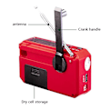 Miniatyrbild 7 av 10: AM FM Radio Solar Laddning Handvev LED-Ficklampa PowerBank Röd