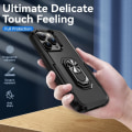Miniatyrbillede 7 af 11: iPhone 14 Pro Shockproof TPU + PC Kickstand Phone Case Car Mount Metal Sheet - Black Black