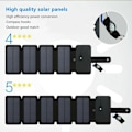 Miniatyrbillede 3 af 8: N10 7.5W foldbart solpanel bærbar udendørs rejse nødstrømgeneratoroplader Black