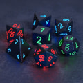 Miniatyrbillede 3 af 8: 7 stk/sæt LED-lysende terningpolyhedron terningespil Festterninger Black
