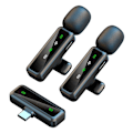 Miniatyrbild 1 av 11: Trådlös Lavalier-mikrofon Brusreducerande 2 sändare + 1 mottagare - USB-C Svart