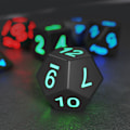 Miniatyrbillede 2 af 8: 7 stk/sæt LED-lysende terningpolyhedron terningespil Festterninger Black