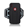 Pikkukuva 1 / 5: iPhone X 3-in-1 PC TPU Hybrid Armband Wristband Case with Kickstand Black