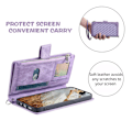 Miniatyrbild 2 av 9: För Xiaomi Redmi 14C Zipper Wallet Case Rhombus Stitching Line Telefonfodral Lila