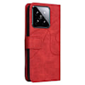 Miniatyrbillede 7 af 9: Til Xiaomi 14 KT-serie-1 dobbeltfarve tegnebog Red
