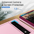 Miniatyrbillede 5 af 8: Google Pixel 6A Stødsikker TPU+PC Kickstand Telefontaske Bilmonteret Metalplade - Lyserød Pink