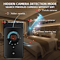 Miniatyrbilde 5 av 7: Ultratynn Anti-Spy RF-signaldetektor for hotell - Pinhole-kameradetektorbrett Black