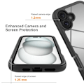 Miniatyrbillede 3 af 5: Etui Cover til iPhone 16 Plus PC+TPU Gennemsigtigt telefoncover + PET-skærmfilm Black