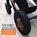 Miniatyrbilde 2 av 10: 2 stk Beskyttelseshjul Barnevogn Oxford stoff mot smuss str S for 18-20 cm forhjul Black