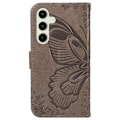 Miniatyrbillede 2 af 9: Til Samsung Galaxy S24 FE Etui Stand Tegnebog Etui Sommerfuglemønster Grey