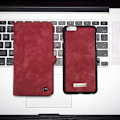 Miniatyrbillede 6 af 10: CASEME iPhone 6s 6 Plus Retro Split läder plånboksfodral Röd Red