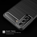 Pikkukuva 7 / 7: Samsung Galaxy S22+ Carbon Fiber Texture TPU Casing - Black Black
