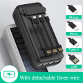 Miniatyrbillede 3 af 11: Håndsving 30000mAh Sol PowerBank Lightning/USB-C/Mikrokabel Orange