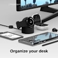 Miniatyrbillede 10 af 10: Watch Charger Stand Compatible with Samsung Round Smart Watch Charger Stand Desktop Holder Beige