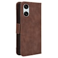 Pikkukuva 3 / 7: Sony Xperia 10 VI Kotelo PU-nahkainen Flip Folio Puhelimen Suojakotelo Useilla Korteilla Brown