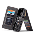 Miniatyrbild 10 av 11: CASEME Samsung Galaxy S20 Ultra Retro läder plånboksfodral - Grå Svart