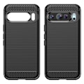 Pikkukuva 2 / 4: Google Pixel 9 / Pixel 9 Pro Kotelo Harjattu TPU Puhelinkotelo Hiilikuitutekstuuri - Musta Black