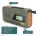 Miniatyrbild 8 av 9: Solar Power Handvev DAB FM Radio Ficklampa 4500mAh Power Bank Grön