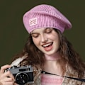 Miniatyrbillede 2 af 4: GOLOVEJOY Bomuld strikket Vinter Warm Beanie Elastisk Strikket Basker hue - Lyserød Pink