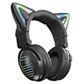 Miniatyrbillede 1 af 10: Cat Ears Bluetooth Headset Mikrofon Trådløse Hovedtelefoner - Sort Black