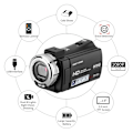 Miniatyrbilde 3 av 11: 1080P Full HD Videokamera med nattmodus for Vlogging og YouTube Black