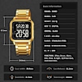 Miniatyrbilde 4 av 7: SKMEI Digital elektronisk armbåndsur Stålstropp Firkantet - Svart Black