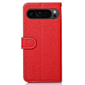 Pikkukuva 6 / 7: HAZNEH Google Pixel 9 / Pixel 9 Pro Lompakkokotelo Litchi-kuvio Puhelinkotelo Red