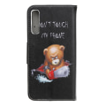 Miniatyrbillede 2 af 5: Pattern Wallet Case Samsung Galaxy A70 - Brown Bear and Warning Words Black