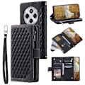 Pikkukuva 1 / 9: Xiaomi Redmi 14C Zipper Wallet Case Rhombus Stitching Line Puhelinsuojus Black
