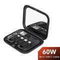 Miniatyrbild 4 av 9: TOOCKI USB-C till USB-C-kabel USB+iP+Micro USB-adaptrar fodral Svart