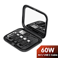 Miniatyrbillede 4 af 9: TOOCKI USB-C til USB-C kabel USB+iP+Micro USB Adapter Case Black