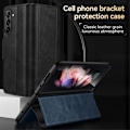 Miniatyrbilde 2 av 6: SULADA For Samsung Galaxy Z Fold6 5G Etui PU Lær+PC Anti-Fall Stativ Telefonveske Black