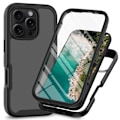 Miniatyrbilde 1 av 6: Etui for iPhone 16 Pro Max PC+TPU Klar telefondeksel med PET skjermbeskytter Black