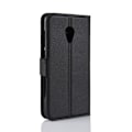 Pikkukuva 6 / 6: Litchi Texture Wallet Stand Flip Case for Alcatel 1X - Black Black