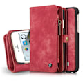 Miniatyrbillede 3 af 10: CASEME iPhone 6s 6 Plus Retro Split läder plånboksfodral Röd Red