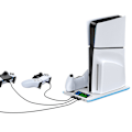 Miniatyrbilde 4 av 8: Laderstasjon for Sony Playstation 5 PS5 Slim kjølestasjon Dobbel kontrollerlader Grey