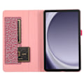 Miniatyrbild 2 av 6: Samsung Galaxy Tab A9+ Vikbart fodral korthållare Tygtextur Rosa