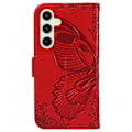 Miniatyrbillede 2 af 9: Til Samsung Galaxy S24 FE Etui Stand Tegnebog Etui Sommerfuglemønster Red