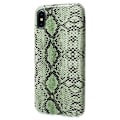 Miniatyrbillede 5 af 5: Snake Texture PU Leather Coated Mobile Casing iPhone X/10 5.8 Inch - Green Gold