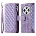 Pikkukuva 1 / 9: Xiaomi Redmi 14C Zipper Wallet Case Rhombus Stitching Line Puhelinsuojus Purple